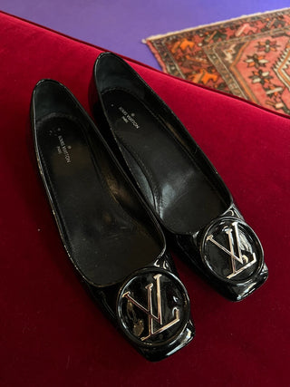 LOUIS VUITTON- Ballerine cuir vernis noir