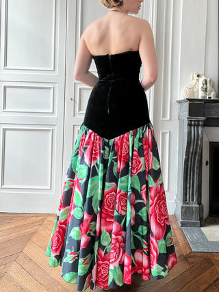 VINTAGE- Robe bustier à fleurs