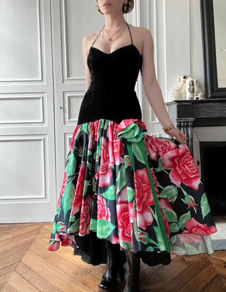 VINTAGE- Robe bustier à fleurs