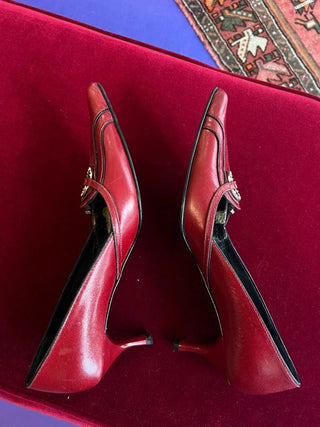 VINTAGE- Escarpins cuir rouge