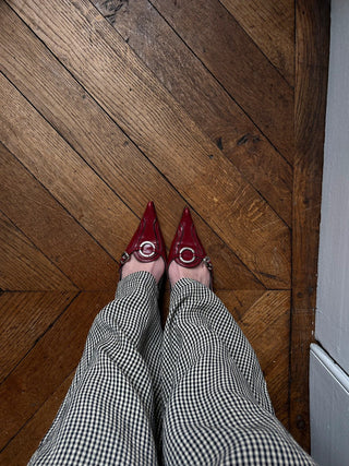 VINTAGE- Escarpins cuir rouge