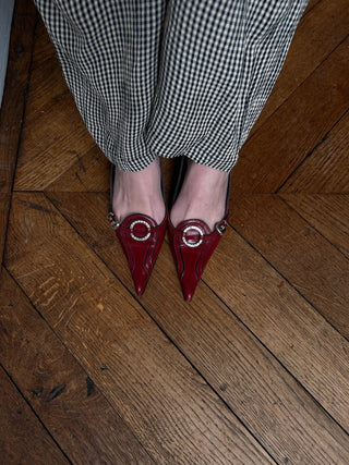 VINTAGE- Escarpins cuir rouge