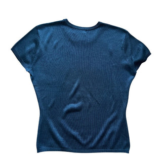 IRENE VAN RYB- T-shirt maille de soie bleu marine