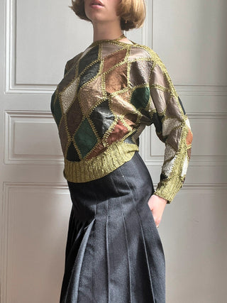 VINTAGE- top patchwork de cuir