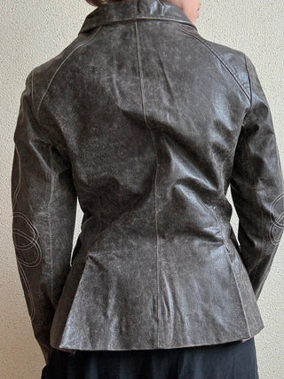 VINTAGE- Veste en cuir brodée