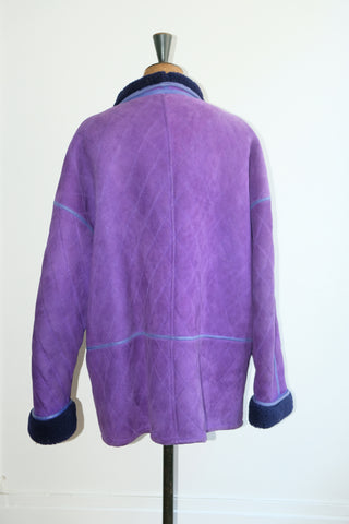 VINTAGE- Manteau Violet peau retournée